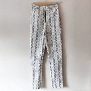 PrettyLittleThing faux leather snakeskin high rise pants - white & gray
